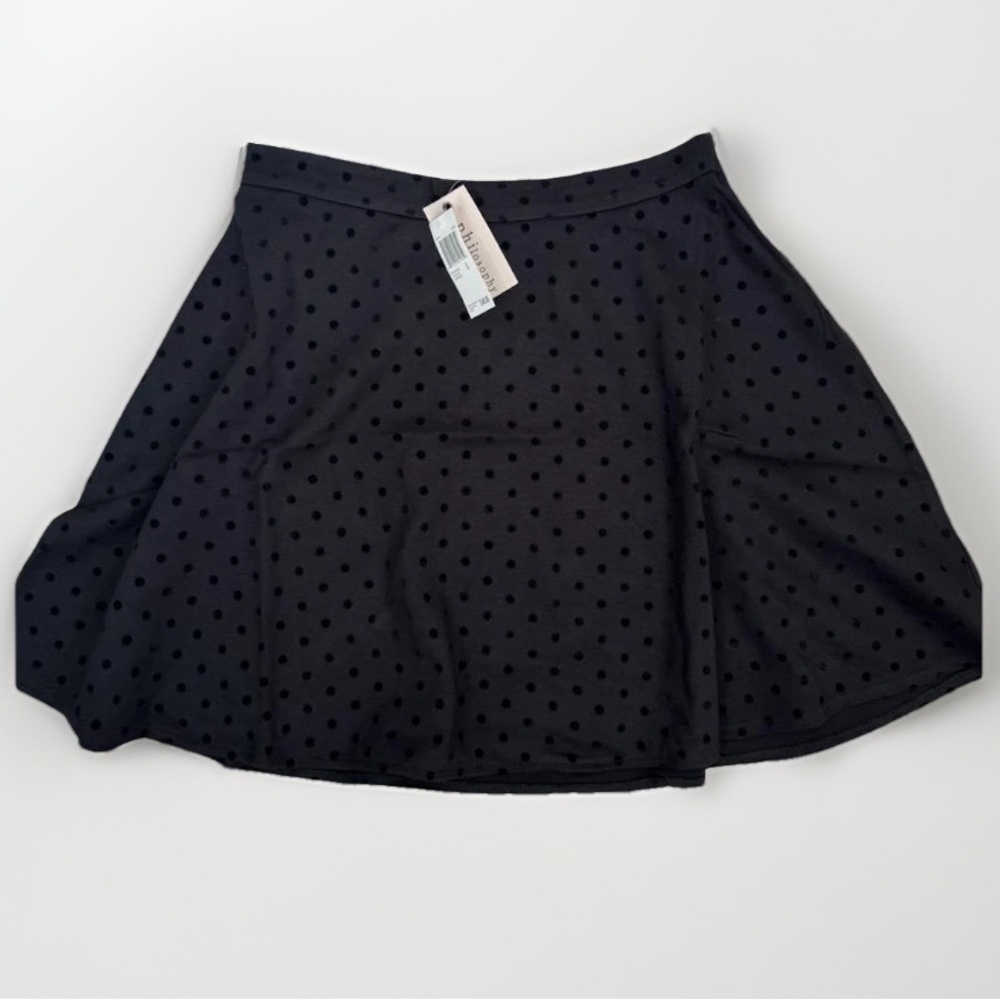 Philosophy Skirt Womens Size 8 Black A-Line Textured Dot Print Classic Short